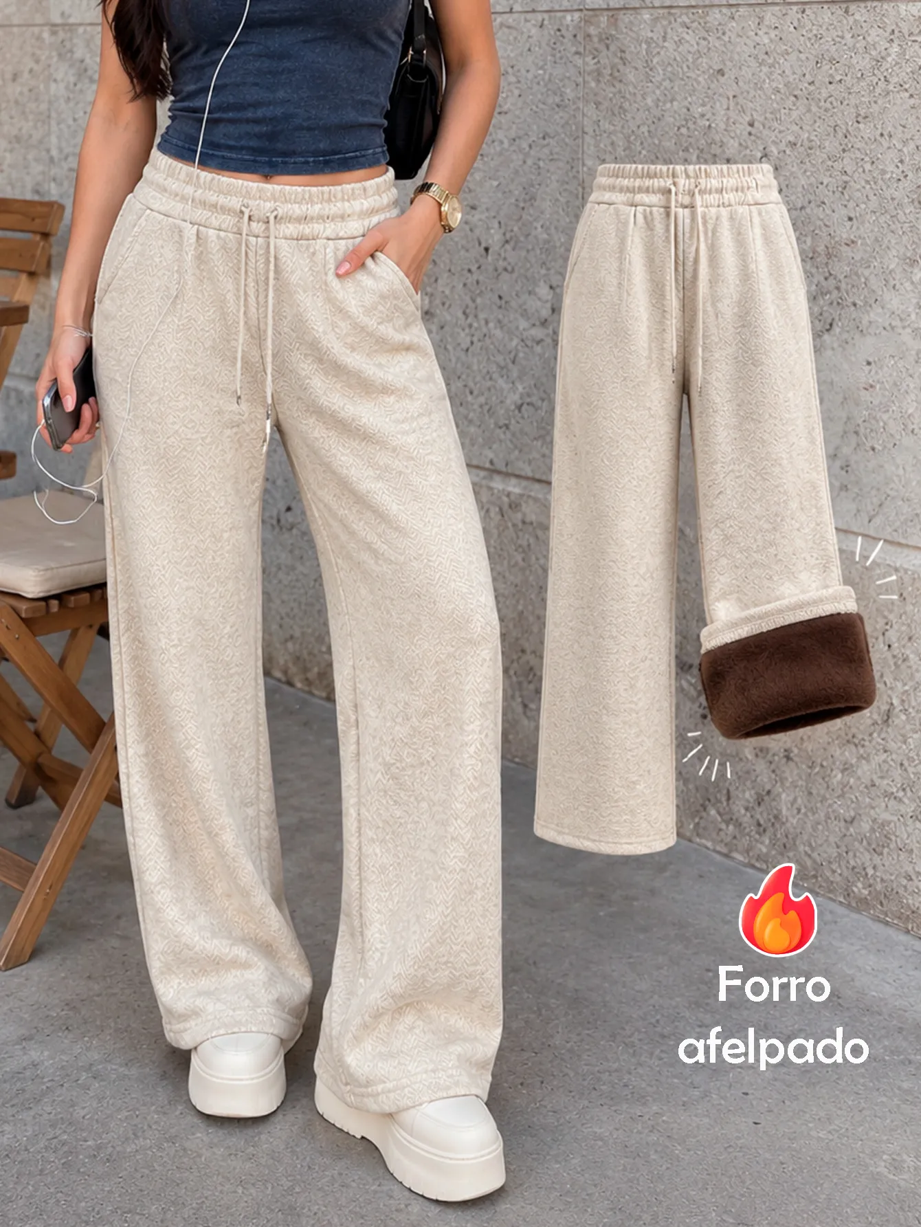 AD2650 Pantalón de tipo vestir con afelpado interno 15906